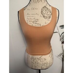 Aerie Smoothez Shimmer Scoop Neck Tank Top Tan Gold Metallic Medium